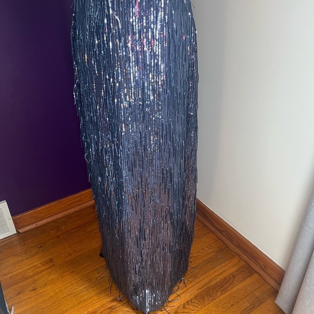 R&M Richards Sleeveless Sequin Fringe Dress - Picture 4 of 12